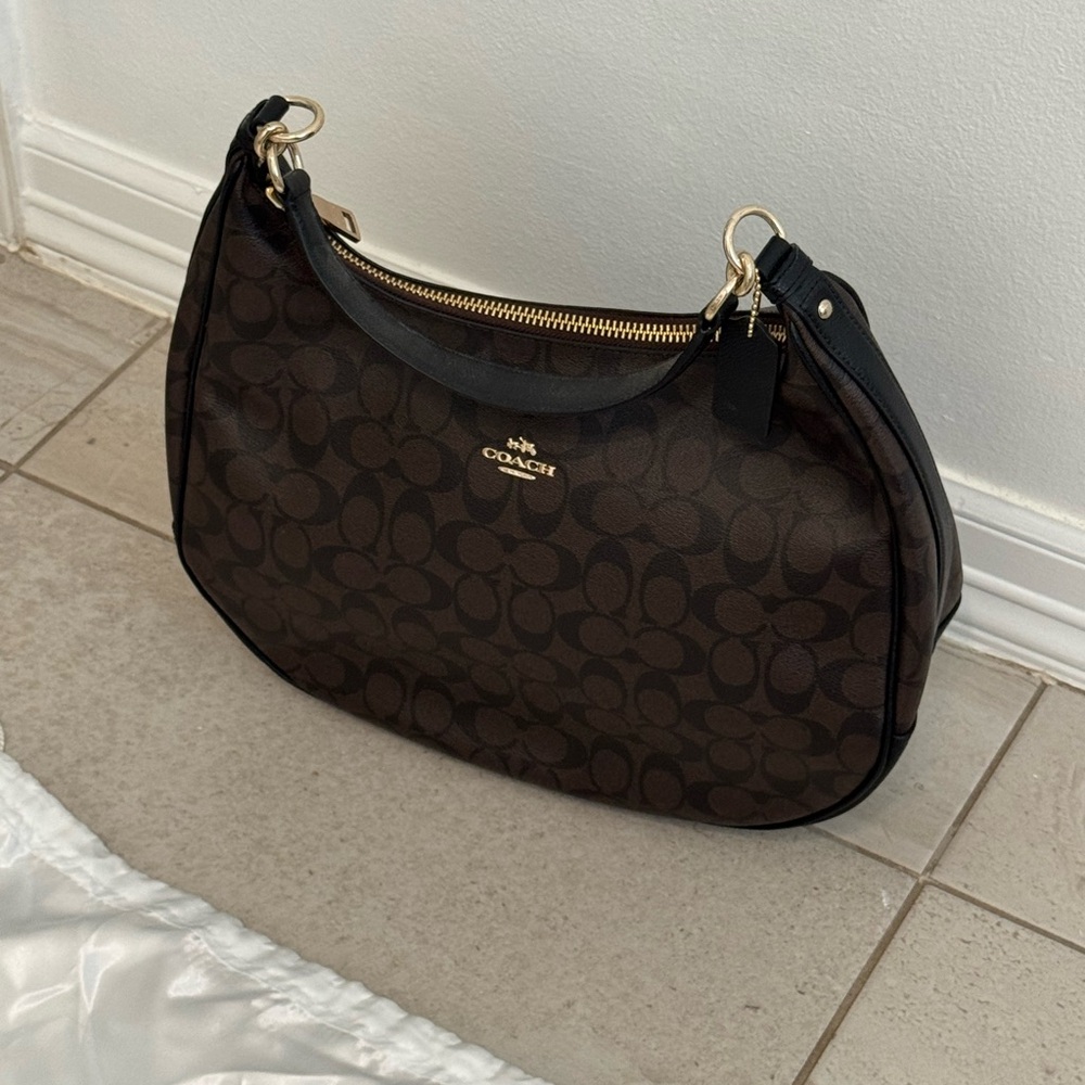 Coach Dark Brown Signature Shoulder Bag